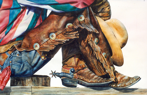 Nelson Boren Handsigned and Numbered Limited Edition Lithograph on Paper:"Fence Sit'n"