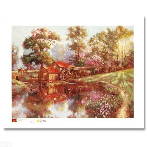 Nenad Mirkovich Giclee On Canvas: "Mill In The Spring"