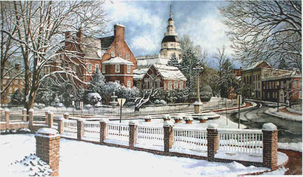 Nicholas P. Santoleri Limited Edition Artist Proof :" Winter In Annapolis "