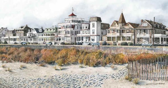 Nicholas P. Santoleri Limited Edition Paper Lithographs : " Beach Drive "