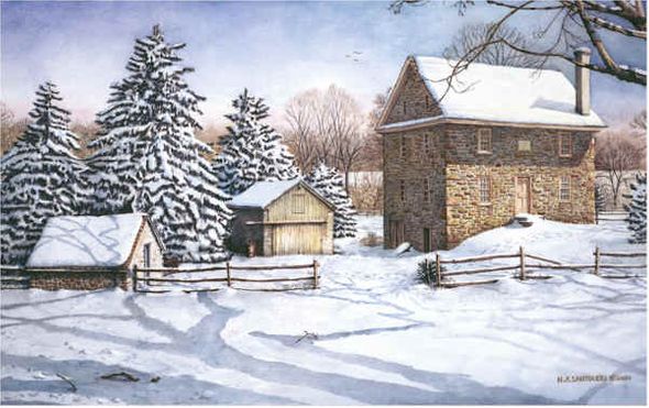 Nicholas P. Santoleri Limited Edition Paper Lithographs : " Spring Mill "