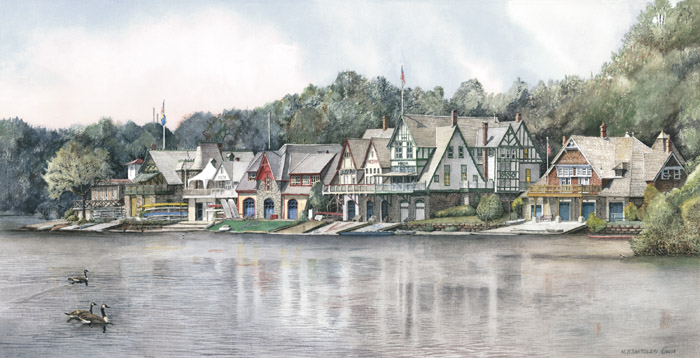 Nicholas Santoleri Artist Remarque Print:"Boathouse Row VI (Philadelphia, PA)"