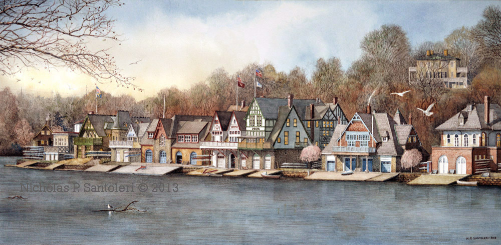 Nicholas Santoleri Hand Signed and Numbered Limited Edition Print:"Boathouse Row 7"