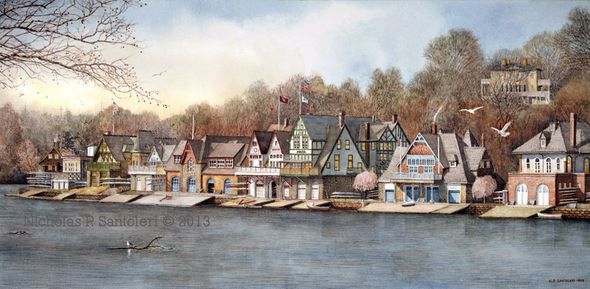 Nicholas Santoleri Hand Signed and Numbered Limited Edition Print:"Boathouse Row 7"