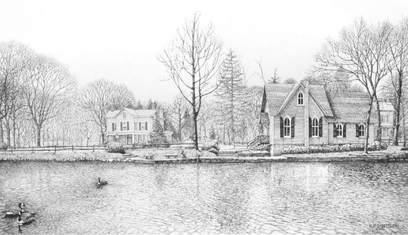 Nicholas Santoleri Limited Edition Print:"Afternoon on Lake Afton (Yardley, PA)"