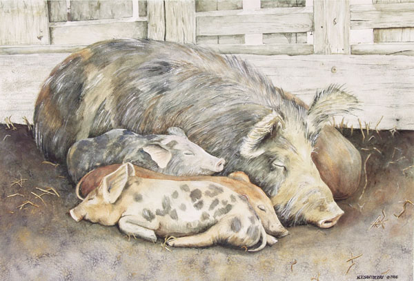 Nicholas Santoleri Limited Edition Print:"Priscilla and Piglets"