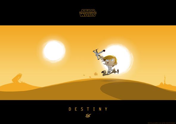 Nick Scurfield Limited Edition Star Wars Giclee on Paper:"Little Luke's Destiny"