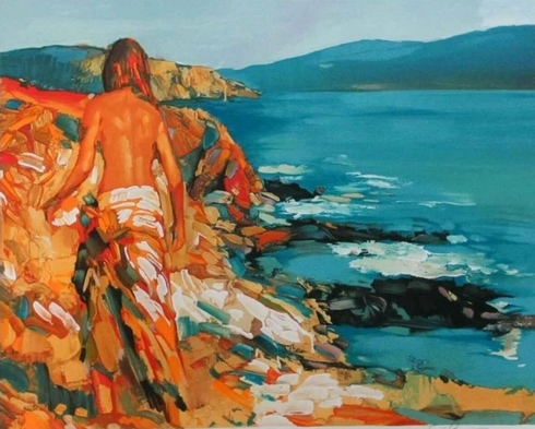 Nicola Simbari Hand Signed Limited Edition Print on Paper: "St. Kitts " Nicola Simbari Hand Signed Limited Edition Print on Paper: "St. Kitts "