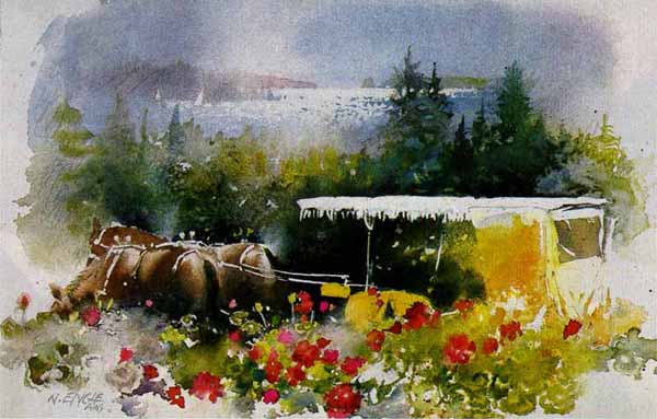 Nita Engle Signed by the Artist Limited Edition Paper Lithograph:"Carriage Waiting"