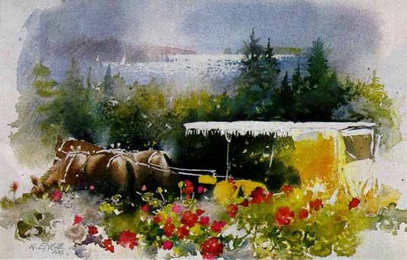 Nita Engle Signed by the Artist Limited Edition Paper Lithograph:"Carriage Waiting"