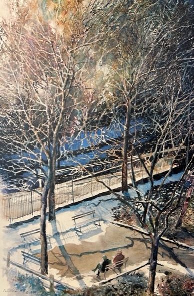 Nita Engle Signed by the Artist Limited Edition Paper Lithograph:"Early Spring in the City"