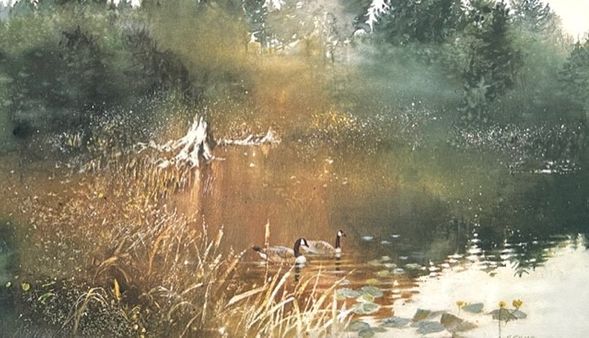 Nita Engle Signed by the Artist Limited Edition Paper Lithograph:"Peaceful Morning - Canadas"