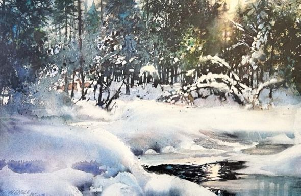 Nita Engle Signed by the Artist Limited Edition Paper Lithograph:"Deep Woods Winter"