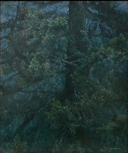 Robert Bateman Artist Signed Limited Edition Giclee Canvas:"Raven Roost"