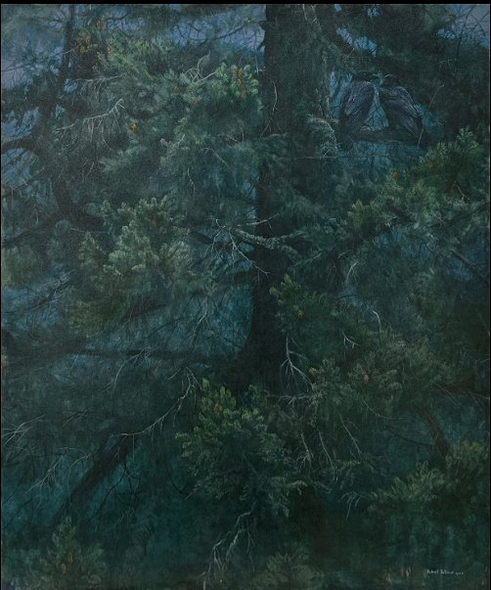 Robert Bateman Artist Signed Limited Edition Giclee Canvas:"Raven Roost"