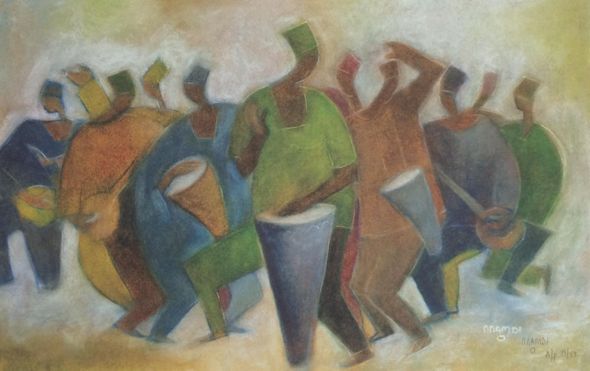 Nnamdi Okonkwo Signed by the Artist Limited Edition Paper Lithograph:"Celebration"