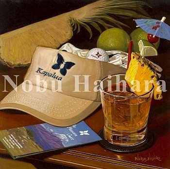 Nobu Haihara Handsigned & Numbered Archival Gicl&eacute;e on Canvas:"Kapalua & Mai-Tai"