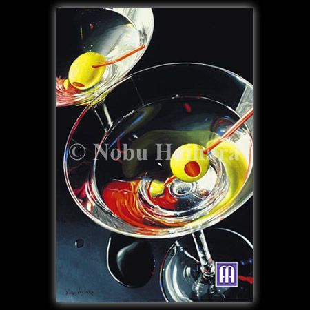 Nobu Haihara Handsigned & Numbered Archival Gicl&eacute;e on Canvas:"Two Martinis"