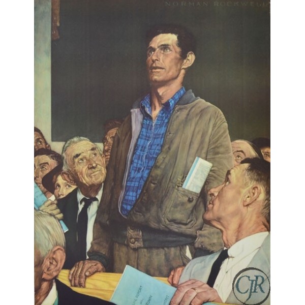 Norman Rockwell Collotype on Paper:"Freedom of Speech"
