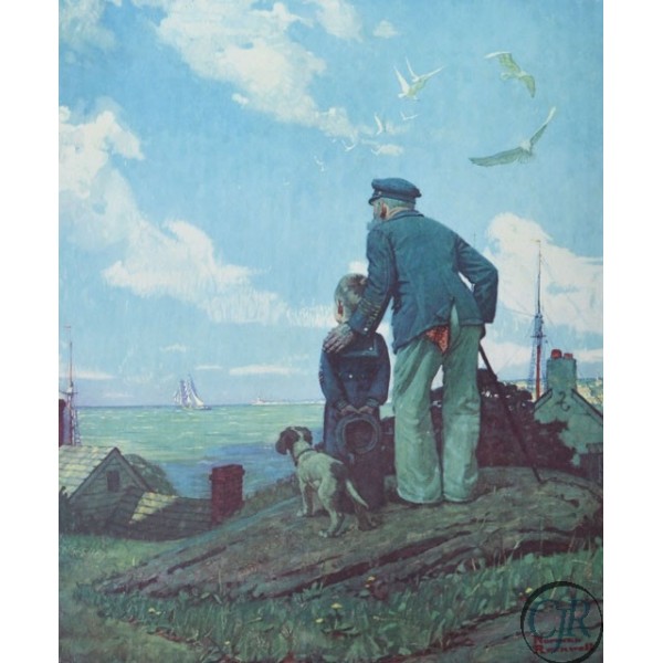 Norman Rockwell Collotype on Paper:"Outward Bound"