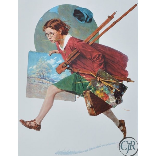 Norman Rockwell Collotype on Paper:"Wet Paint"