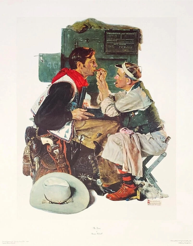 Norman Rockwell Limited Edition Collotype Print: "THE TEXAN" Norman Rockwell Limited Edition Collotype Print: "THE TEXAN"
