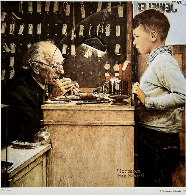 Norman Rockwell Limited Edition Lithograph:"The Watchmaker of Switzerland (1978)"