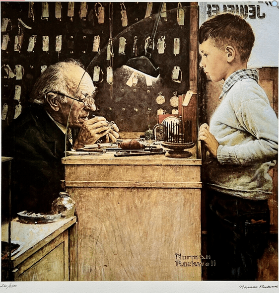 Norman Rockwell Limited Edition Lithograph:"The Watchmaker of Switzerland (1978)"