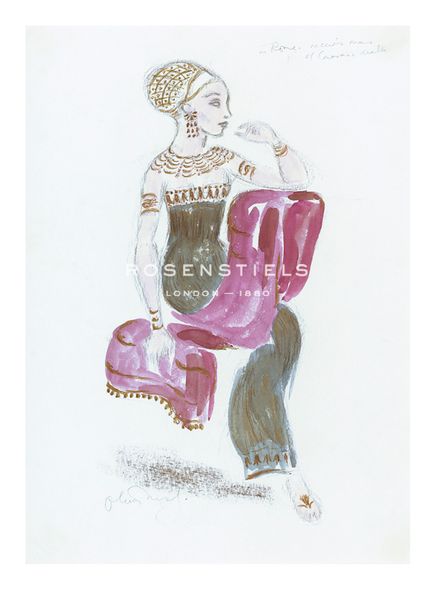 Oliver Messel Hand Numbered Limited Edition Print on Paper :"Designs for Cleopatra XXXVIII"