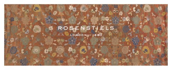 Oriental School Hand Numbered Limited Edition Print on Paper :"Embroidered Silk, Floral repeat on Red"