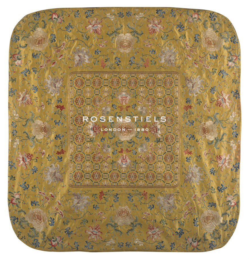 Oriental School Hand Numbered Limited Edition Print on Paper :"Embroidered Silk, Flowers on Gold"
