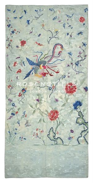Oriental School Hand Numbered Limited Edition Print on Paper :"Embroidered Silk, Pale Blue Phoenix"