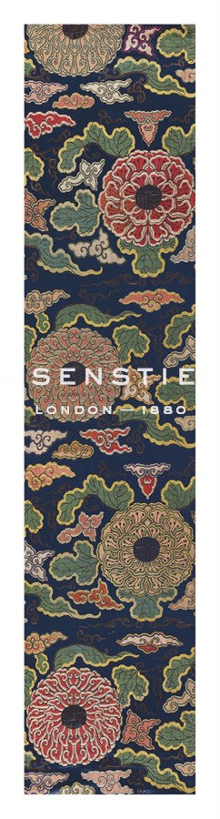 Oriental School Hand Numbered Limited Edition Print on Paper :"Embroidered Silk Panel I, with Chrysanthemums and Clouds"