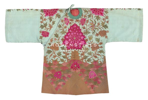 Oriental School Hand Numbered Limited Edition Print on Paper :"Embroidered Silk Robe, Pink Chrysanthemums, Front"