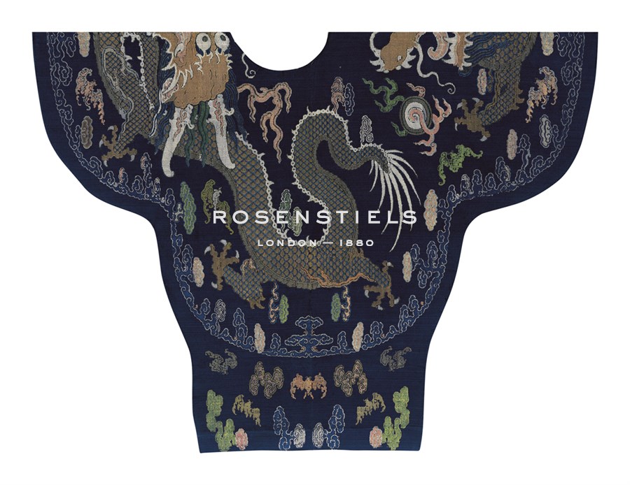 Oriental School Hand Numbered Limited Edition Print on Paper :"Embroidered Silk Robe with Blue Dragons"