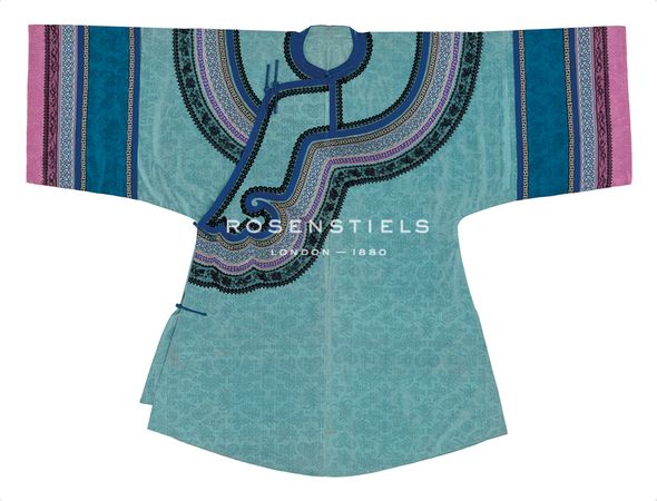 Oriental School Hand Numbered Limited Edition Print on Paper :"Embroidered Silk, Turquoise Robe"