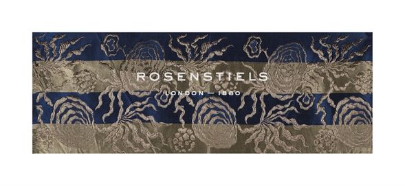 Oriental School Hand Numbered Limited Edition Print on Paper :"Embroidered Silk, with Roses on Blue and Gold"