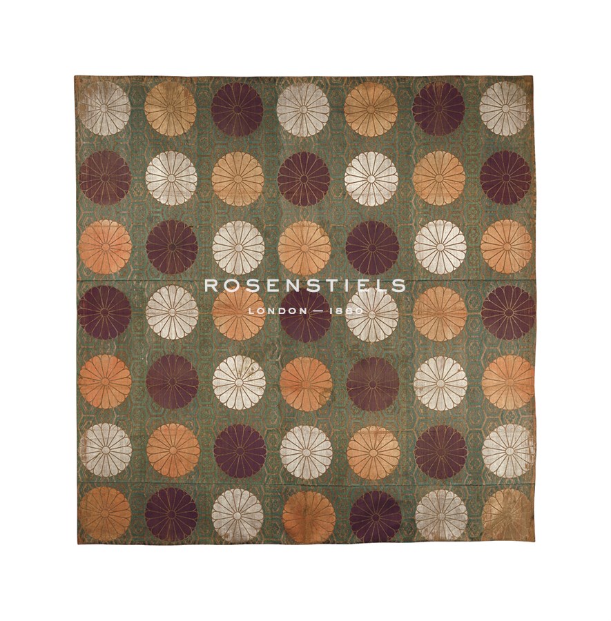 Oriental School Hand Numbered Limited Edition Print on Paper :"Silk Brocade with Japanese Chrysanthemum"