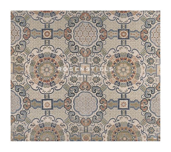 Oriental School Hand Numbered Limited Edition Print on Paper :"Silk Brocade, with Light Blue Lotus I"