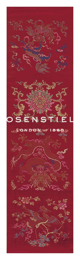 Oriental School Hand Numbered Limited Edition Print on Paper :"Velvet Chair Cover, with Dragons and Phoenix"