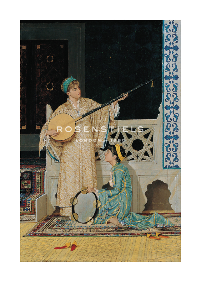 Osman Hamdi Bey Hand Numbered Limited Edition Print on Paper :"Two Musician Girls"