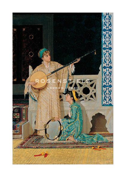 Osman Hamdi Bey Hand Numbered Limited Edition Print on Paper :"Two Musician Girls"