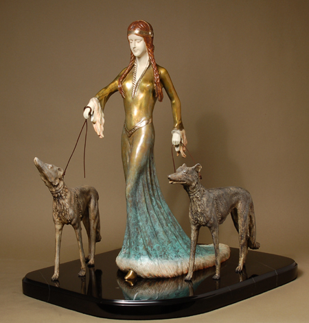 Otto Poertzel Handcrafted Solid Bronze Sculpture:"The Aristocrats"