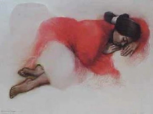 Ozz Franca Limited Edition Lithograph: "Red Shawl" Ozz Franca Limited Edition Lithograph: "Red Shawl"