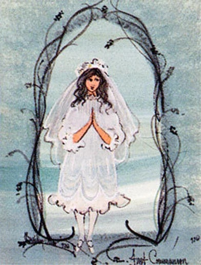 P Buckley Moss Limited Edition  Offset Lithograph: "First Communion"