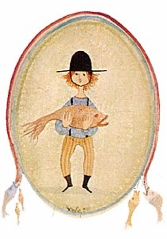 P Buckley Moss Limited Edition  Offset Lithograph: "Fisher Boy"