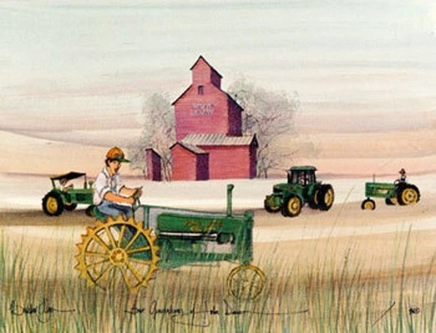 P Buckley Moss Limited Edition Offset Lithograph: "FOUR GENERATIONS OF JOHN DEERE" P Buckley Moss Limited Edition Offset Lithograph: "FOUR GENERATIONS OF JOHN DEERE"