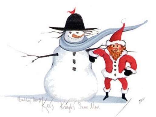 P Buckley Moss Limited Edition Offset Lithograph: "KRIS KRINGLES SNOWMAN"