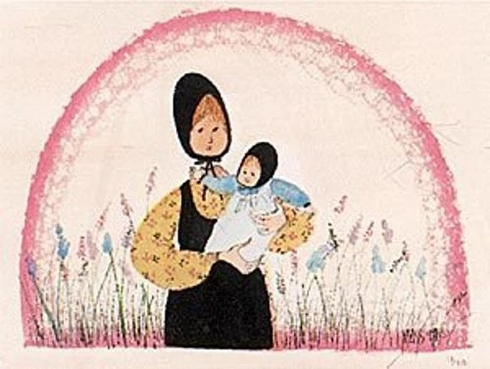 P Buckley Moss Limited Edition Offset Lithograph: "MOTHERS PRIDE" P Buckley Moss Limited Edition Offset Lithograph: "MOTHERS PRIDE"