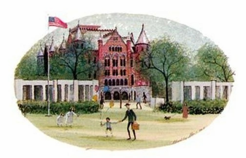 P Buckley Moss Limited Edition Offset Lithograph: "OLD RED COURTHOUSE" P Buckley Moss Limited Edition Offset Lithograph: "OLD RED COURTHOUSE"